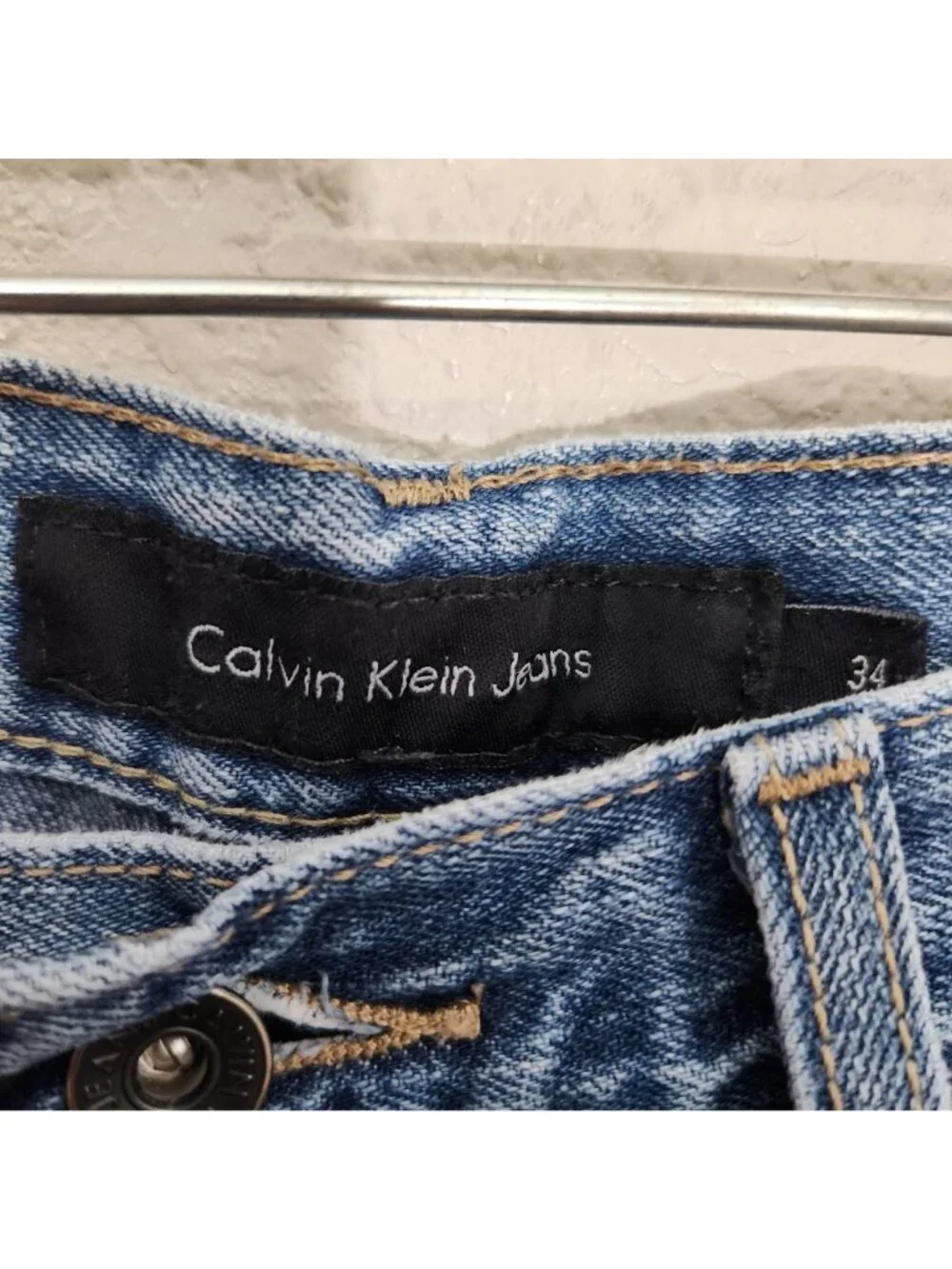 Calvin Klein Mens Blue Jeans Size 34 Relaxed Fit Straight Leg Denim